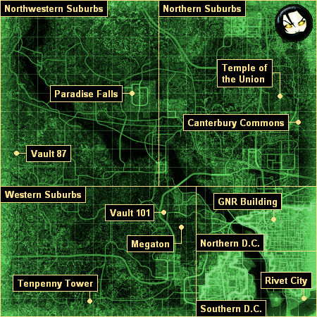 Fallout 3, Map of all discoverable locations